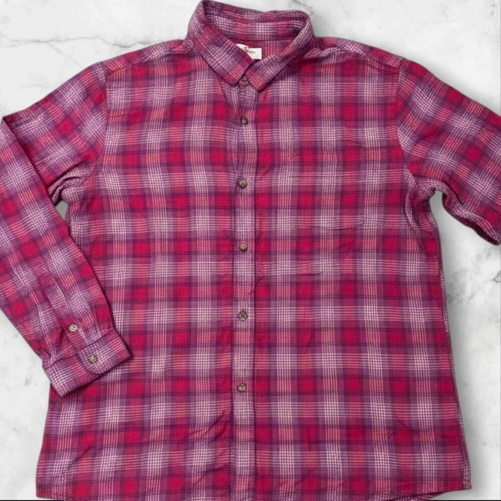 American Eagle Red & Purple Plaid Flannel Size Small